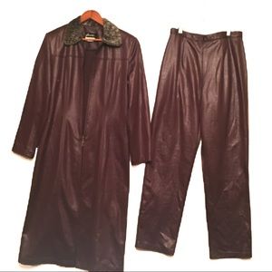 Farouche Faux Leather Longline Jacket & Pant Set